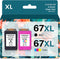 HP 67XL Printer Ink Cartridge High Yield Replacement (1 Black, 1 Color) for DeskJet 1255, 2755, Envy 6052