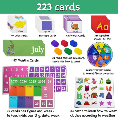 KIKIGOAL Circle Time Center Classroom Pocket Chart, Educational Teaching Materials for Learning Calendar and Weather