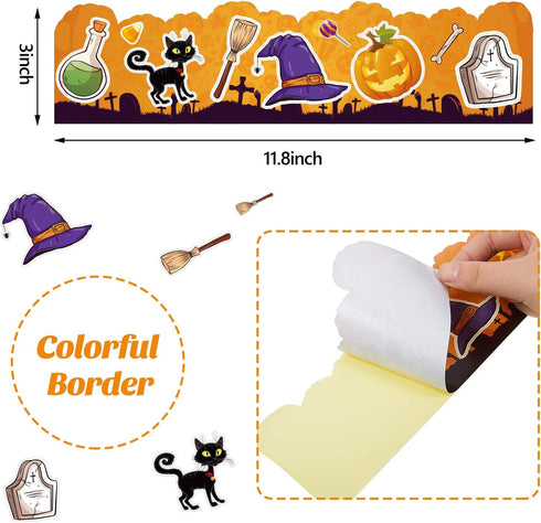 Zonon 64 Pcs Back to School Bulletin Board Borders - Summer Fall Thanksgiving Trim Decoration