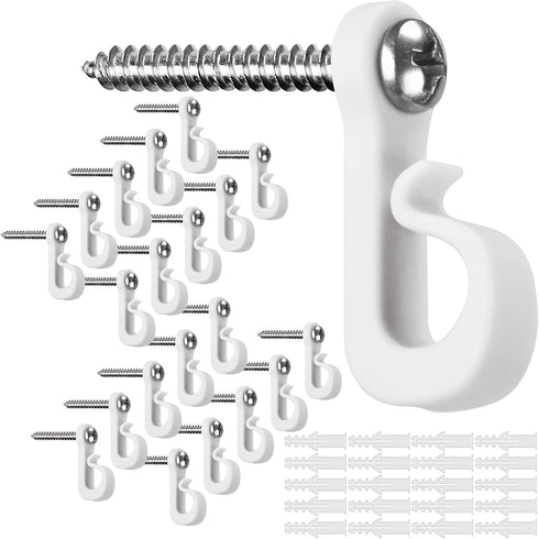 SELEWARE White Q-Hanger Hooks for Outdoor String Lights, Screw-in Christmas Light Hooks