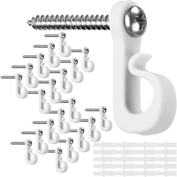 SELEWARE White Q-Hanger Hooks for Outdoor String Lights, Screw-in Christmas Light Hooks