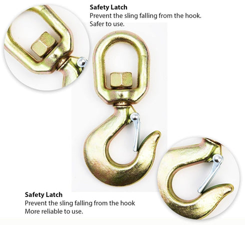 HI-GEAR 2 Ton Hoist Swivel Hooks, Heavy Duty Swivel Eye Hook for Lifting Chains, 4,400 Lbs Capacity, Pack of 2.