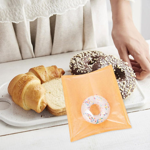 Generic 100pcs 18x19cm Commercial Kraft Paper Bread Bags with Window Oil-proof Sandwich Bags for Bakery and Food