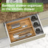 Utensil Organizer - Stackable Bamboo Silverware Drawer Caddy for Bedroom, Office, Bathroom Storage