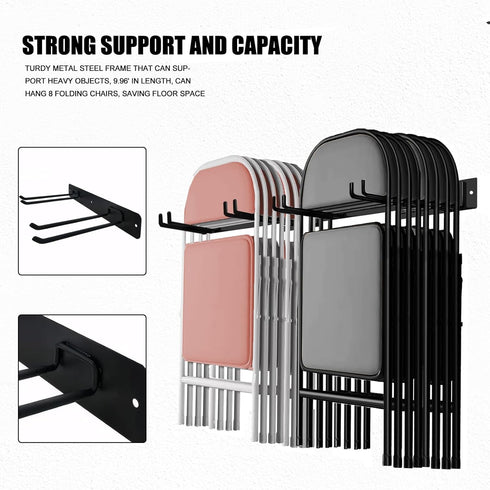 SAMRELAX 2Pack Folding Chair Storage Rack, Chair Hangers for Garage Wall, Garage Tool Organizer Wall Mount, Heavy Duty