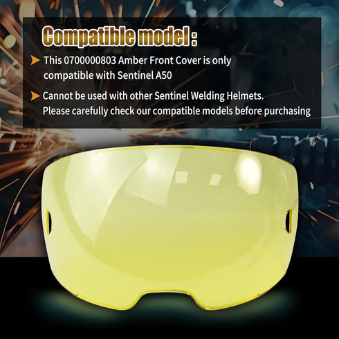 AQBB 5-Pack 0700000803 A50, A50 Part,3.94" 2.36"Visible Amber Front Cover Lens Compatible With Sentinel Welding Lens