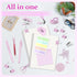 Mini Office Supply Kit, Pink Mini Stapler with Staples and Tape Dispenser Set, Sticky Notes, Highlighters, Gel Pens