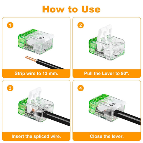 2 Port Splicing Connector, Lever-Nut Assortment for All Wire 12-24 AWG (10)