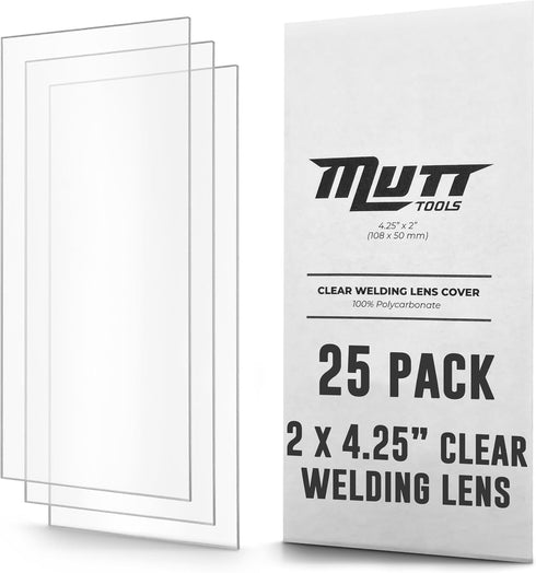 Mutt Tools 25 Pack Clear Welding Lenses 2x4.25 - Premium 0.04" Thick