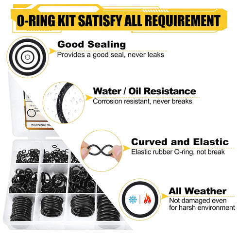 O Ring Assortment Kit, 780 PCS Rubber O Ring Set with 180° Full Pick & Hook Tool, 18 Sizes for Automotive, Hose, Faucet