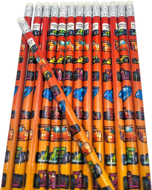 Formula One Sport Car Racing Print Wooden Pencils (Standard 7.5") #2 Lead with Top Rubber Eraser, 24 Pack
