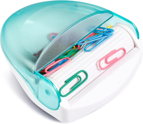Magnetic Paper Clip Holder for Desk, Cute Office Supplies, 100pcs Gold Paper Clips 28mm (1.1"), Green Paperclips Holder