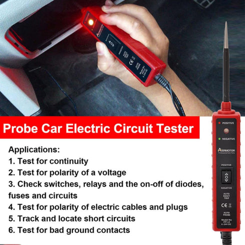 6-24V KIMISS Auto Circuit Tester, Universal for Car Electrical System, LED Light Indicator with Insulated Grips