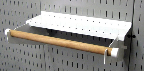 Wall Control Paper Towel Holder and Dowel Rod Pegboard Shelf Assembly for Wall Control Pegboard and Slotted Tool Board