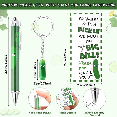 Sayglossy 100 Set Employee Appreciation Gifts Bulk Christmas Pickle Keychain for Coworker with Thank You Cards Fancy
