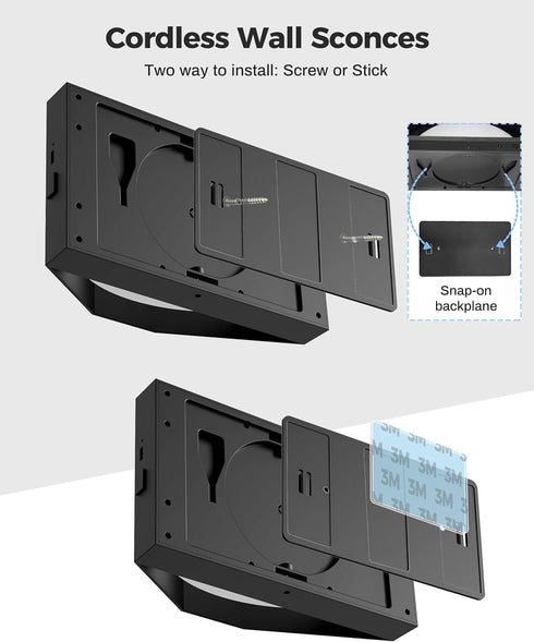 5CCT LED Battery Operated Wall Sconce, Remote Control Adjustable Wall Lamp, Up Down Wall Mount Lights for Hallway