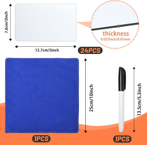 Dry Erase Labels Stickers - 24 Pack, 3x5 inch Reusable Dry Erase Sticky Notes, Mini Whiteboard Label Stickers,