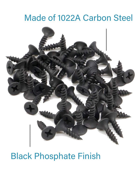 100pcs #6 x 5/8" Flat Head Phillips Drywall Screws, Fine Thread Sharp Point Wood Screw, Carbon Steel 1022A