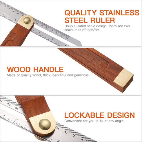 9 Inch Sliding T-Bevel Gauge, DOITOOL Woodworking T Bevel Angle Finder with Hardwood Handle and Metric Marks