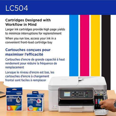 Brother LC504C 1355, 1365, 1367 Genuine Standard Yield Cyan Ink Cartridge (for use INKvestment and Printers)