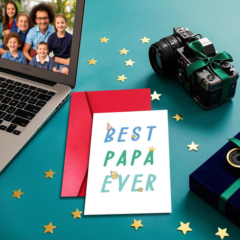 LYMEQING Best Papa Ever Card, Funny Fathers Day Card for Dad Daddy Pop, Sweet Lovely Fathers Day Gift from Kids