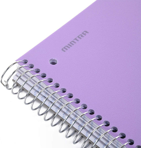 Mintra Office Durable Spiral Notebooks, 5 Subject, 200 Sheets, Lavender Wide Ruled, Moisture Resistant Cover
