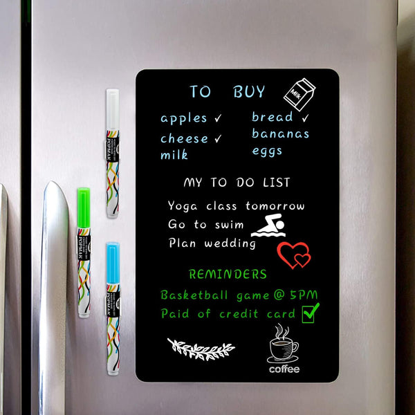 Magnetic Dry Erase Board Sheet 17x11" for Fridge, Small Refrigerator Magnet Whiteboard, 3 Chalk Markers & Eraser