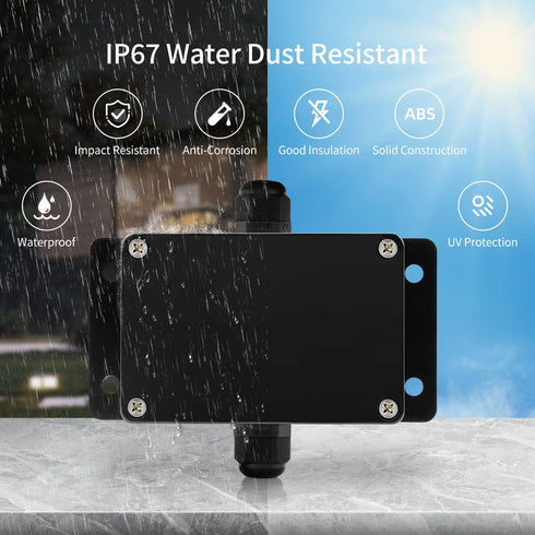 ABS IP67 Waterproof Dustproof Electrical Junction Box, with 15A 600V Barrier Terminal Cable Connector, 1 in/1 Out Power Junction Box 3.93 * 2.67 * 1.96in