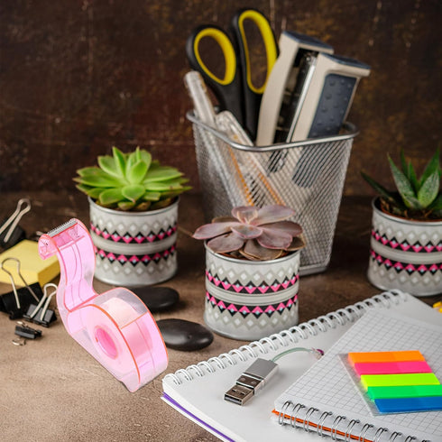 LUOZZY Tape Dispenser Cartoon Flamingos, Portable Tape Cutter School Office Accessory - Pink