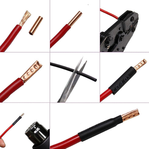 970Pcs Wire Ferrules Kit Tinned Copper Crimp Connector Non Insulated Electrical Cable Pin Terminal Assortment Kit