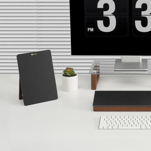 Desktop Black Glass Dry Erase Whiteboard, Small Portable White Board Easel for Desk, Reusable Notepad