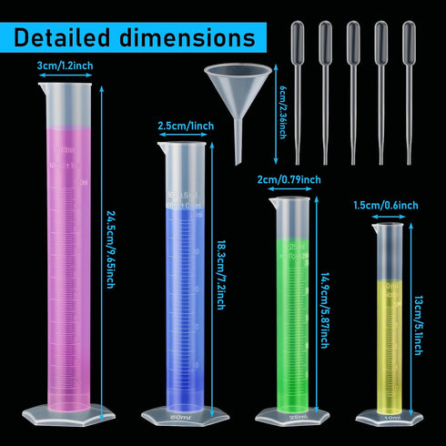 Tellegloww 16 Pack 4 5 5 Pack 1 1 Set Graduated Cylinder Plastic Beaker, Includes Pcs Graduated Cylinder, Pcs Plastic