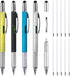 MECCANIXITY 4pcs 6 in 1 Multitool Tech Tool Pen Gifts for Men with Ballpoint Pen, Ruler, Screwdriver, Stylus, Refills