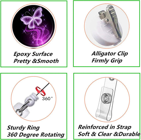 Retractable Badge Holder with Alligator Clip, ID Card Holders Nurse Badge Reel Extension 24inch (3Pack Purple A)