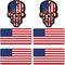 6pcs Reflective American Flag Hard Hat Stickers, Red Ops Decals for Tactical Gear, USA Skull Flags Toolbox Labels