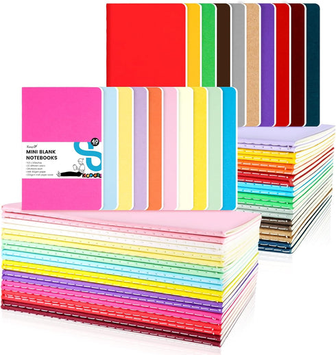 Koogel 40PCS Mini Blank Notebooks, 3.5 x 5.5 Inch Notepads in 20 Colors for Students, Travelers, School Supplies, Office