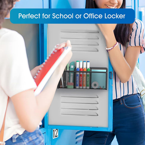MaxGear Magnetic Pen Holder, Mesh Pencil Holder for Desk Storage, Extra Strong Magnets for Locker, Whiteboard, Office