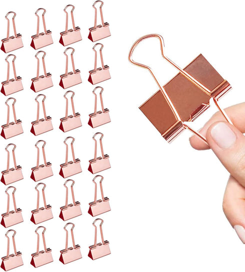 Large Binder Clips, 24 pcs, 1.6 Inch Rose Gold, Capacity 0.66 Inch, Paper Binder Clips, Office Clips