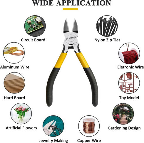 BOOSDEN 5 inch Flush Wire Cutters, Dikes for Crafting Electrical Jewelry Making, Precision Small Wire Snips