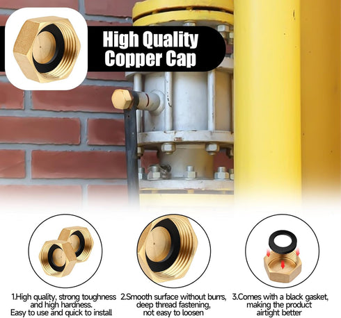 6 Pcs Brass Blanking Nut Cap, 3/4" Female Stop Cap with Washers for Plumbing Fittings