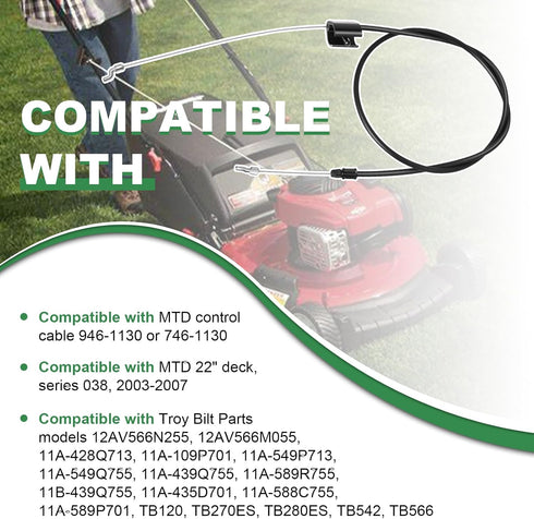 Wadoy Control Cable 946-1130 Compatible with MTD, Troy Bilt, Craftsman Lawn Mower - Replace for 746-1130