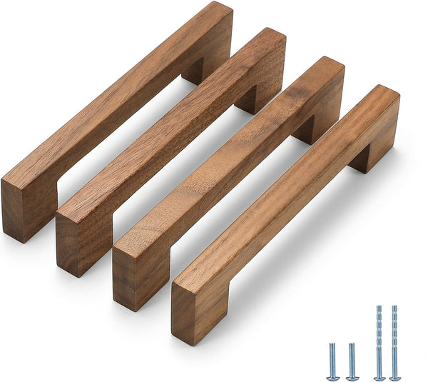 Walnut Square 5 in 4 pcs Wooden Drawer Pulls Handle pulls for