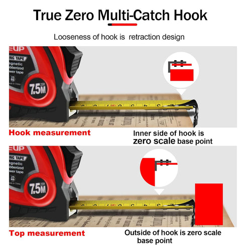 Magnetic Tape Measure 25 Ft with Fractions 1/8 and Metric, Easy to Read, Measuring Tape with Belt Clip for Engineers,