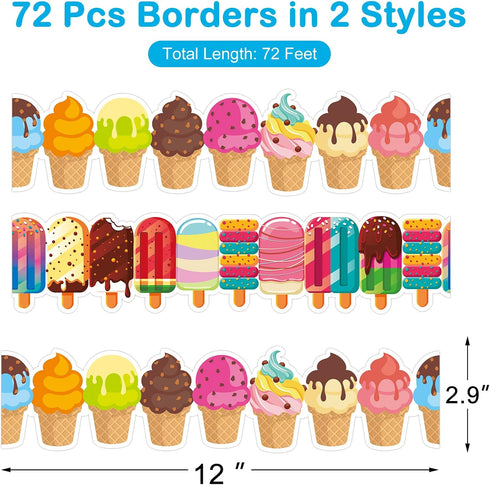 Ice Pops and Ice Cream Borders Set Cool Summer Classroom Bulletin Board Border 72 Feet