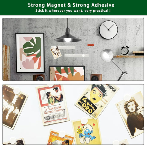 Magnetic Board with 10 Pcs White Magnet - Frameless Stainless Iron Strips with Adhesive Backing