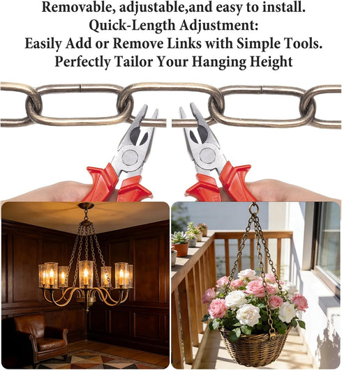 6/10/15 10FT) Chandelier Chain Feet SANGLE SOPFFY Light Fixture Chain for Chandelier or Swag Light Fixtures (Bronze
