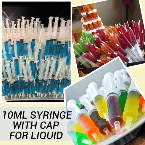 100 Pack 10ml Syringes with Cap, Luer Slip Tip, 10cc Bulk Sterile Sealed Syringe, No Needle