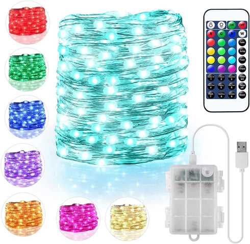 OMIKA 16.5ft 50 LEDs 16 Color Battery Operated & USB Powered String