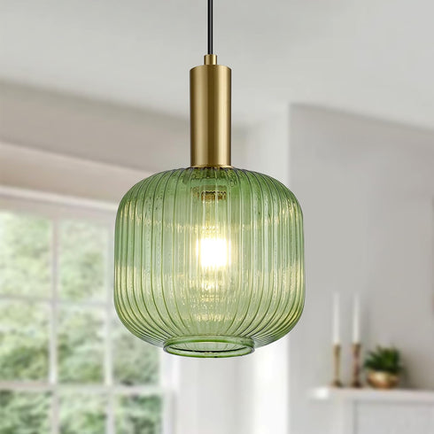 8 Inch Green Glass Pendant Lights Small Modern Chandelier Pendant Lighting Mid Century Hanging Lights Adjustable
