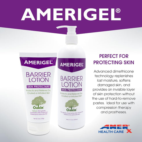 AMERIGEL Barrier Lotion, 6 oz. - Skin Protectant for Chafed, Cracked, and Chapped Skin